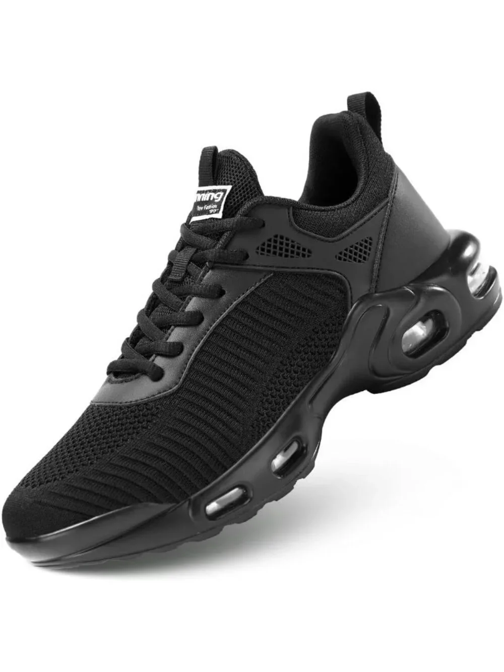 Men's Black Air Running Shoes Lightweight Breathable Walking Shoes Non Slip